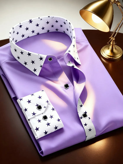 FGKKS Camicia da uomo, moda, patchwork, smoking, festa, maniche lunghe, elegante, casual, quattro stagioni, elastica, da uomo, da lavoro, camicie eleganti