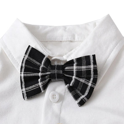 Abbigliamento da gentiluomo per neonati: gilet a quadri, cappello, pantaloni, body bianco, set da 7 pezzi per matrimonio, abito formale da boutique per neonato.