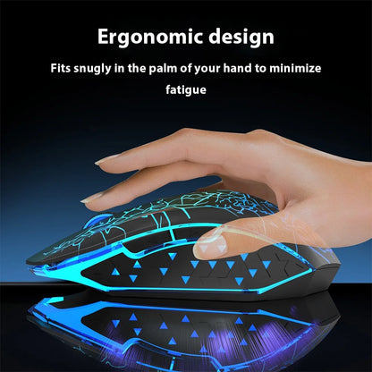 Mouse da gioco ergonomico wireless 2.4G RGB silenzioso 1600 dpi ricaricabile meccanico per PC laptop computer gamer
