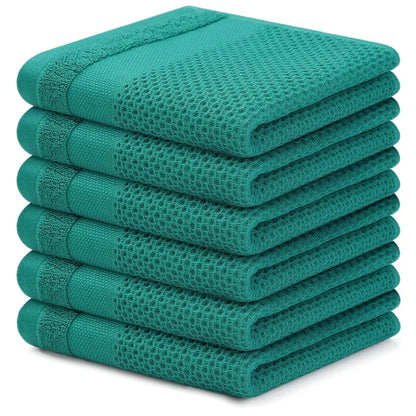 Homaxy Kitchen Cotton Towels Honeycomb Breathable 100% Cotton Dish Cloths Reusable Absorbent Household Washable Cleaning Cloths