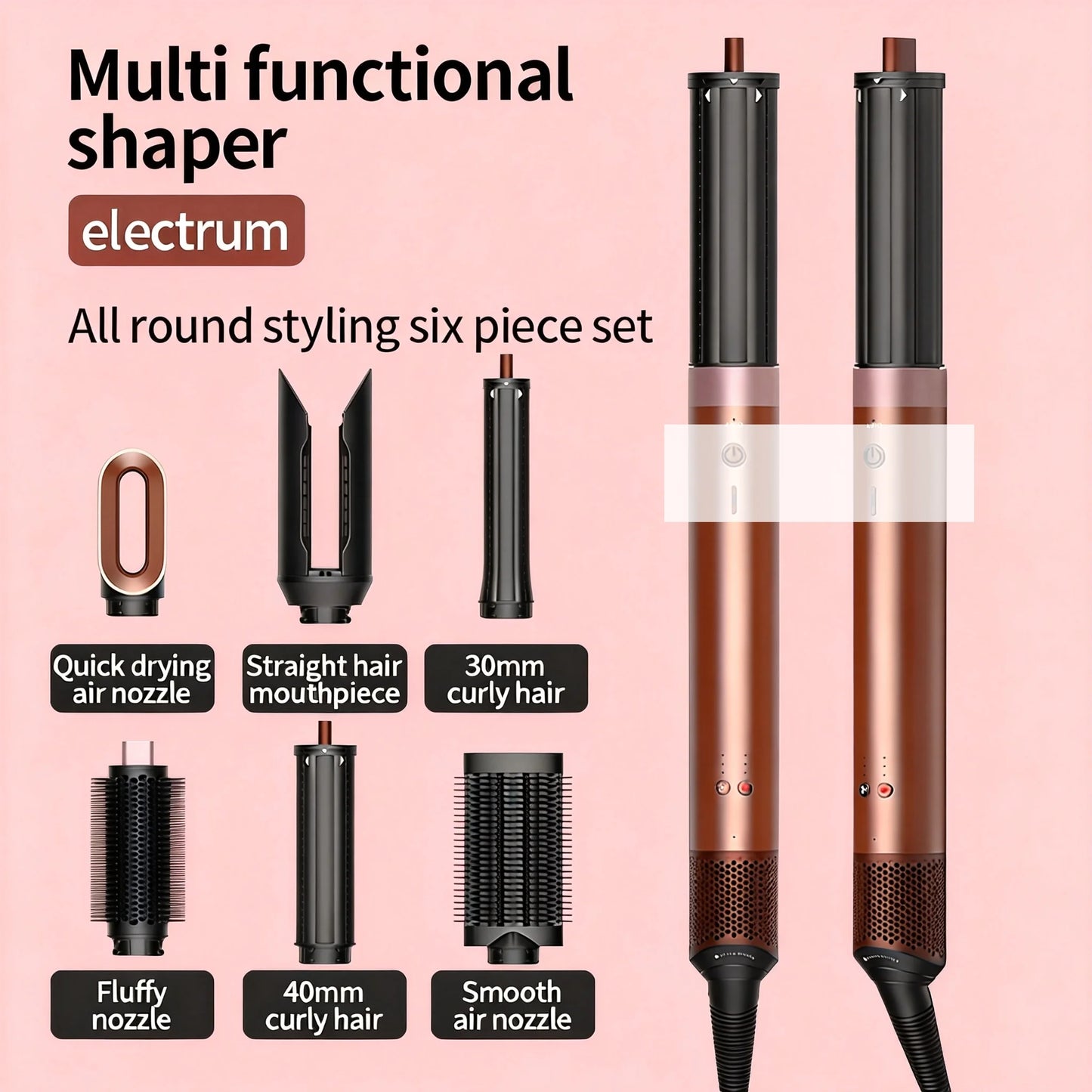 220V 6 in 1 Hair Styler & Hairdryer Brush 1700W High-Speed Hair-care Negative Ionic Blow Dryer Fast Drying,Multi Hair Styler