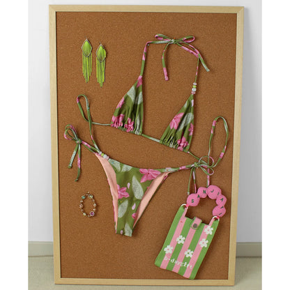 Micro bikini 2025, costume da bagno push-up per donna, costume da bagno sexy, bikini brasiliano, costume da bagno bikini con stampa floreale, abbigliamento estivo da spiaggia.