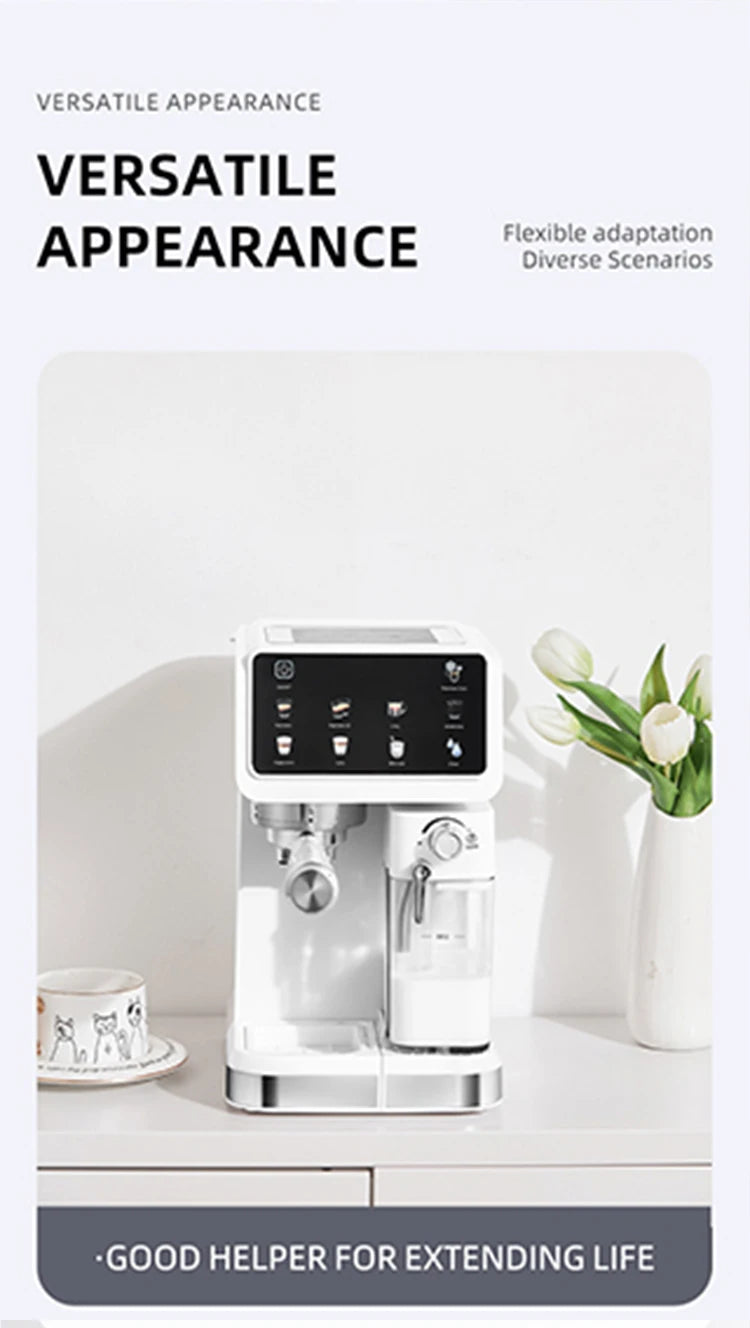 Macchina per caffè espresso italiana per uso domestico, ad alta pressione, automatica, con schiuma di latte, schermo a colori intelligente, macchina per caffè integrata