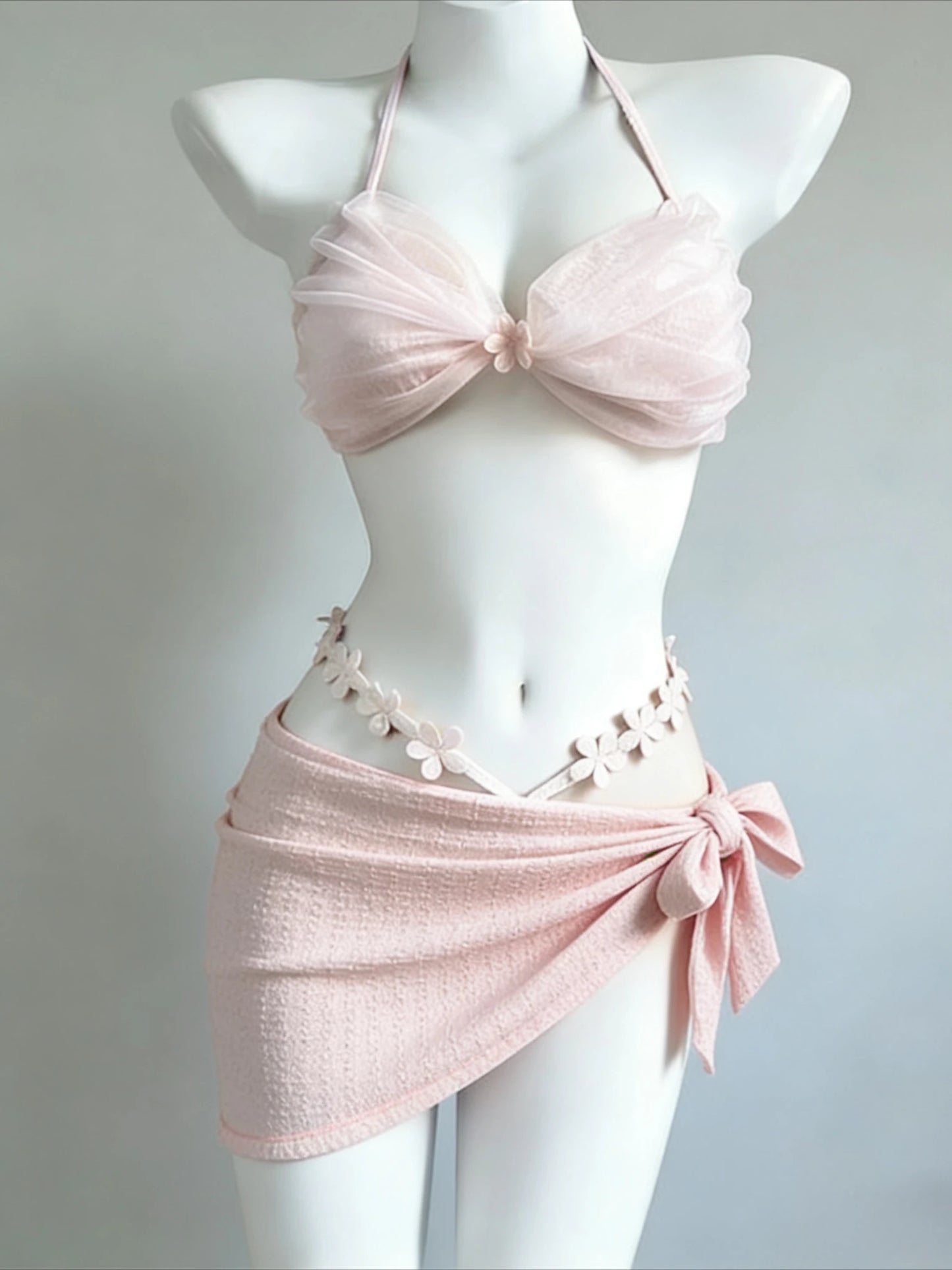 Nuovo bikini a 4 pezzi da donna a vita alta, modello Fairy Sweet, 2026 - Stampa alla moda, ideale per vacanze al mare, feste estive e molto altro.