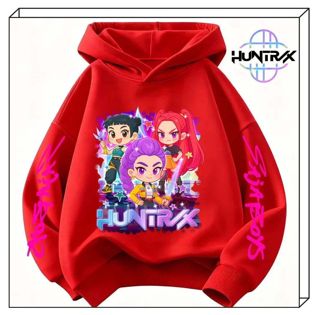 Felpa con cappuccio KPop Demon Hunters per bambini dai 3 ai 14 anni, con grafica Derpy, calda felpa autunnale