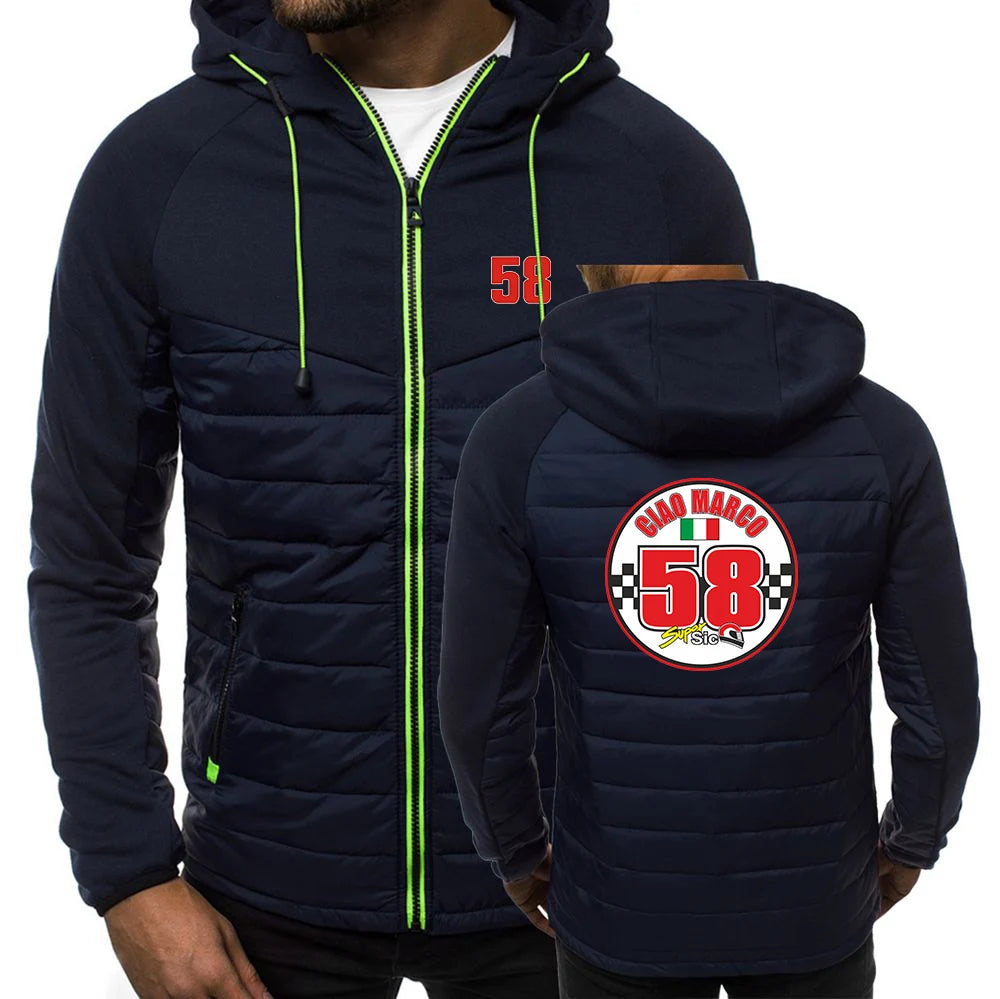 Felpe alla moda di tendenza 2025 Primavera e Autunno Giacca da uomo di design popolare Marco Simoncelli Super Sic 58 Logo Print Coat