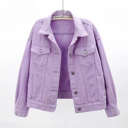 Giacca in denim bianca da donna, corta, ampia, coreana, primavera autunno, nuova giacca versatile di tendenza letteraria