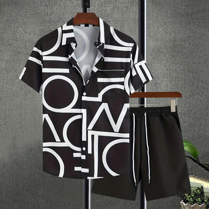 Completo da vacanza hawaiano da uomo, estivo, con camicia a maniche corte e pantaloncini, set di 2 pezzi, streetwear alla moda, abbigliamento casual con stampa 3D.