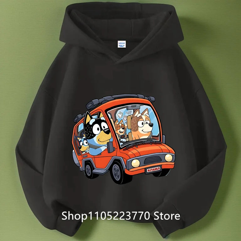 Felpa con cappuccio Bluey per bambini dai 4 ai 14 anni, autunno/inverno, calda e accogliente, con stampa di cartoni animati e anime, ideale per maschietti e femminucce.
