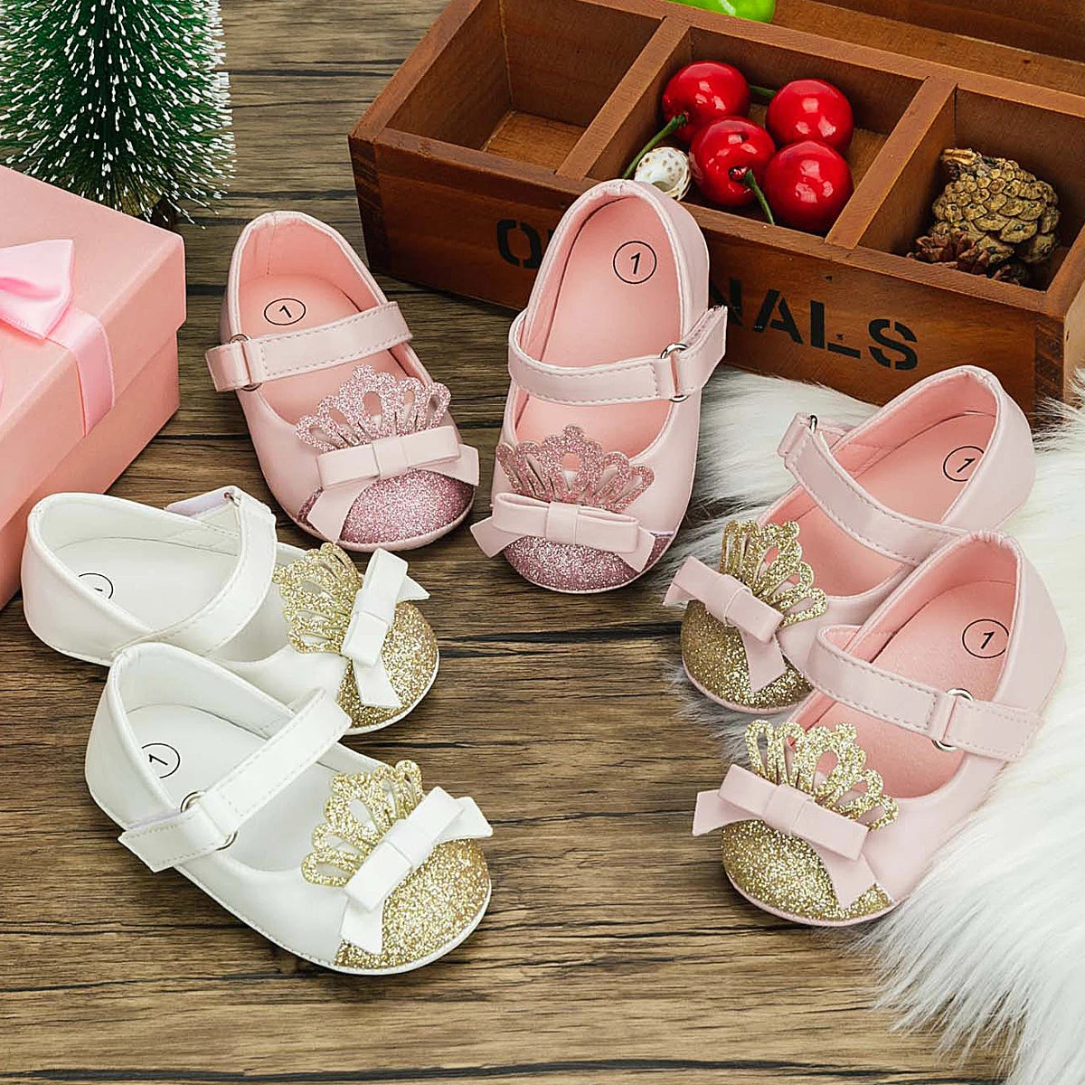 Scarpe da bambina KIDSUN con grazioso fiocco, scarpe da principessa con suola morbida in gomma antiscivolo, scarpe da culla per neonata, modello Mary Jane