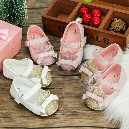 Scarpe da bambina KIDSUN con grazioso fiocco, scarpe da principessa con suola morbida in gomma antiscivolo, scarpe da culla per neonata, modello Mary Jane
