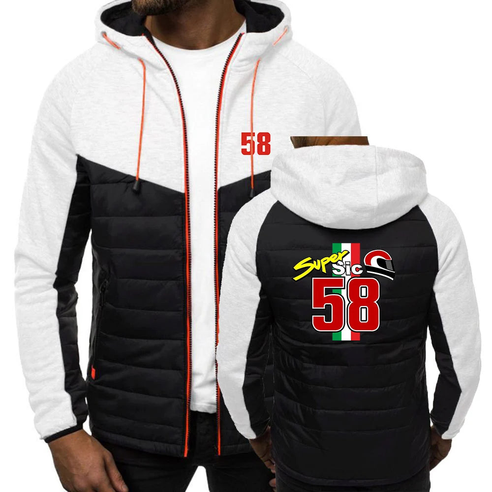 Felpe alla moda di tendenza 2025 Primavera e Autunno Giacca da uomo di design popolare Marco Simoncelli Super Sic 58 Logo Print Coat