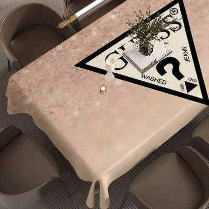 Tovaglia rettangolare con logo G-Guess-s-y, tovaglia in tela cerata, decorazione impermeabile per caminetto e tavolo da pranzo.