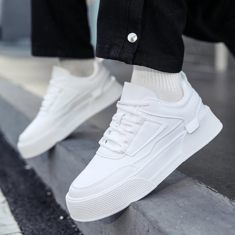 Scarpe bianche da uomo, scarpe casual da skateboard per coppie, sneakers comode, scarpe alla moda da uomo con suola spessa, taglie forti 39-47