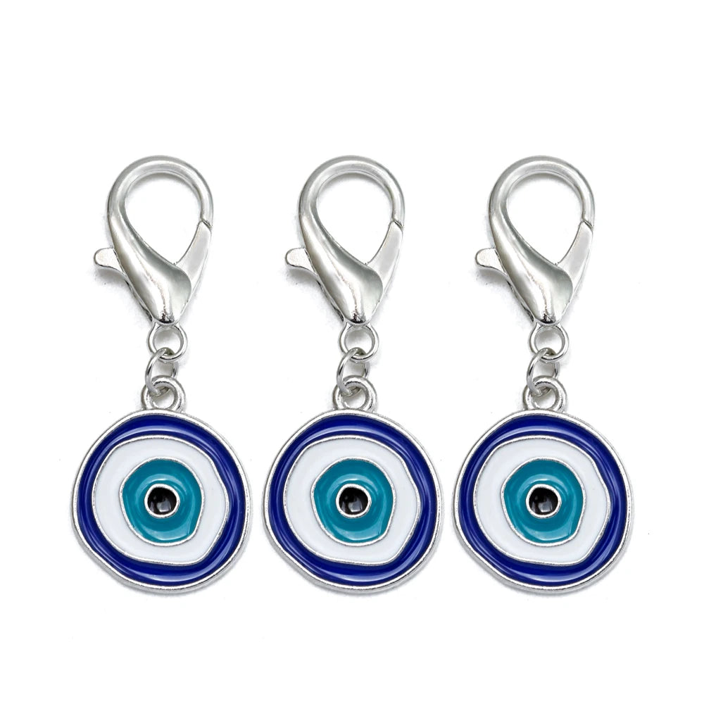 Set di 3 portachiavi Lucky Eye Turkish Evil Eye in lega, portachiavi rotondo Fatima, portachiavi per borsa e auto, pulsaras bijoux צמידים