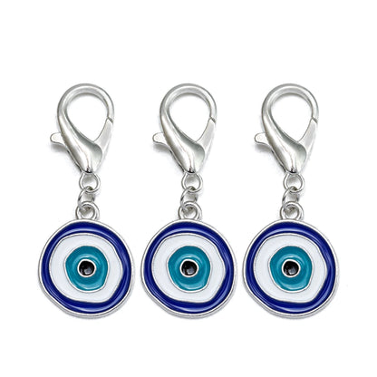 Set di 3 portachiavi Lucky Eye Turkish Evil Eye in lega, portachiavi rotondo Fatima, portachiavi per borsa e auto, pulsaras bijoux צמידים