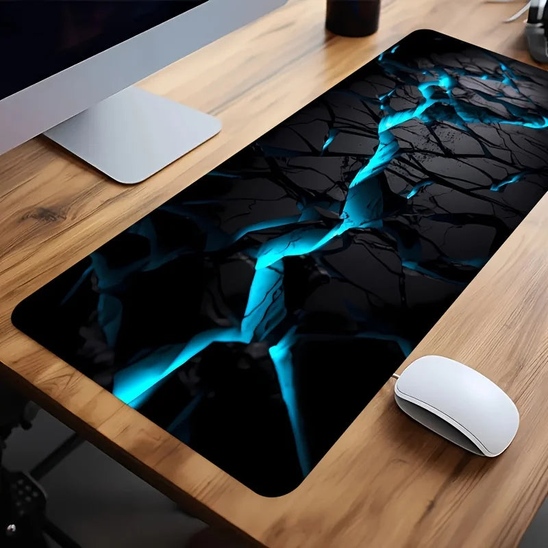 Extra Large Blue Light Crack Mouse Pad | Non-Slip Rubber Base, Washable Desk Mat for Gaming & Office, Oblong Rectangle Shape