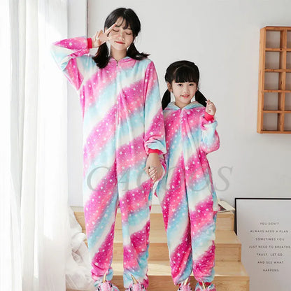 Set di pigiami Kigurumi per bambini e bambine, pigiami panda unicorno per donne, pigiami pigiama tutina gatto per adulti, pigiami invernali caldi per bambini