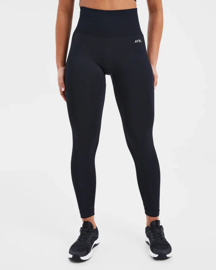 Leggings alla moda da donna, senza cuciture, per yoga, palestra, pantaloni sportivi, con fascia a coste basse, elasticizzati, aderenti