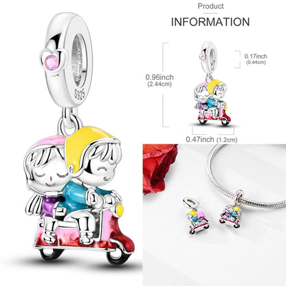 Anello romantico in argento sterling 925 con rosa, ideale per coppie, perfetto come proposta di matrimonio o per San Valentino. Ciondoli e perline adatti a collane e bracciali, perfetti per creare gioielli fai da te e regali.