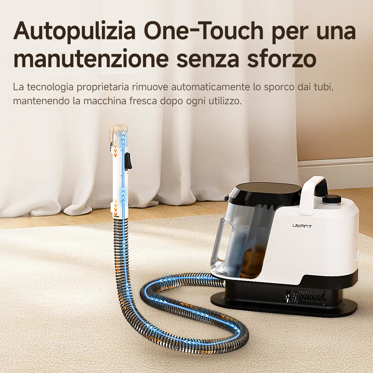 Uwant Y100 18KPa Carpet Cleaner Spray Brush Suction Portable Clean Machine for Sofa Car Shoe Pet Hair Odor Removal Self-Cleaning