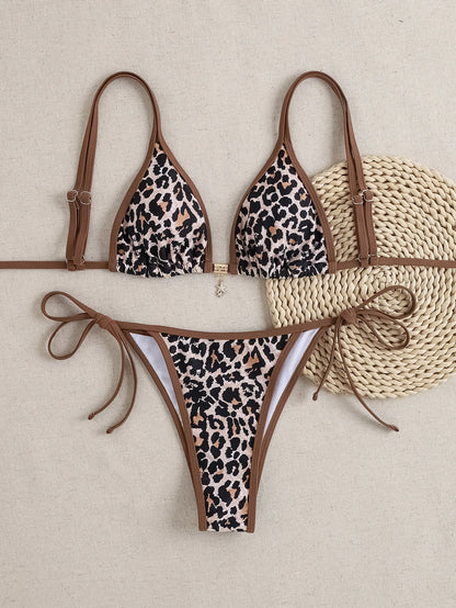 "2025 New Triangle Bikini Set - Floral Print Push Up Swimsuit & Brazilian Bottoms"