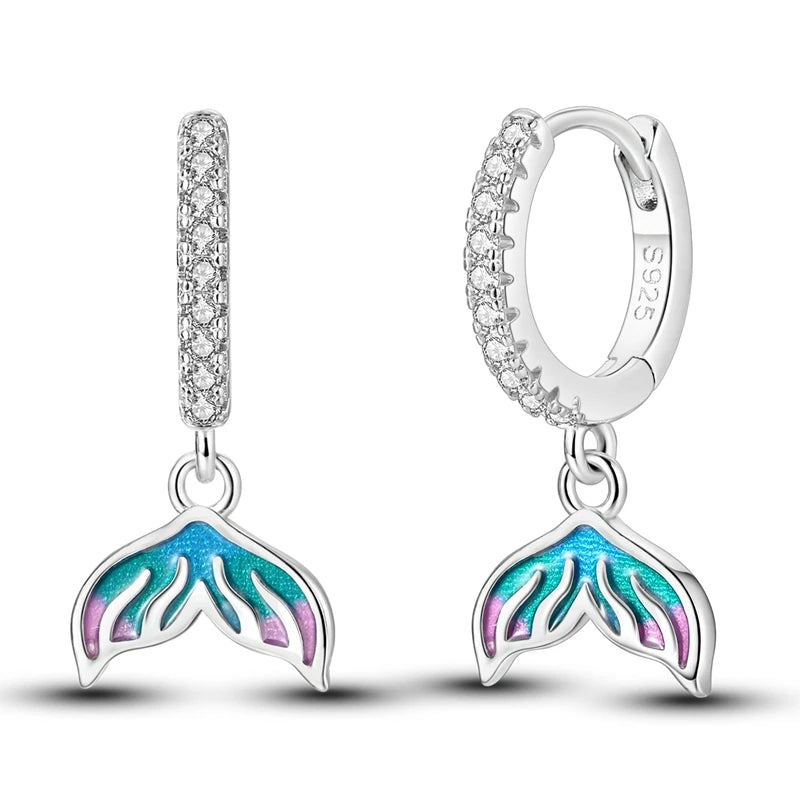 Orecchini a cerchio originali in argento 925 con stella, luna, trifoglio e farfalla con zirconi, perfetti per la creazione di gioielli e come regali di nozze per donne e ragazze.