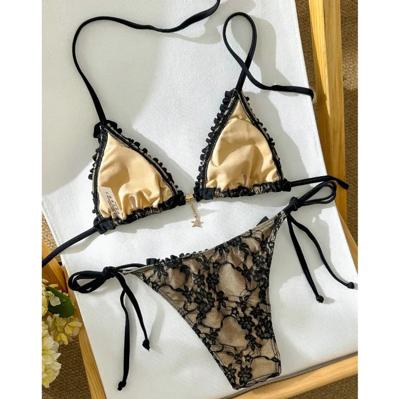 Bikini sexy in pizzo 2026, costumi da bagno da donna, costume da bagno femminile per nuoto, costumi da bagno, set bikini brasiliano, abbigliamento da spiaggia, bagnante da piscina