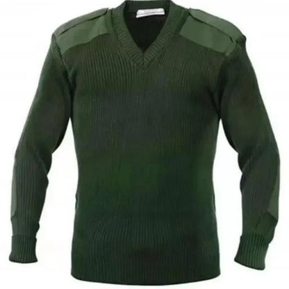 NUOVO Maglione da uomo M-3XL in jersey lavorato a maglia, pullover invernale in lana con toppe, verde vintage/blu, scollo a O/V, maglieria, abbigliamento freddo, jersey da uomo