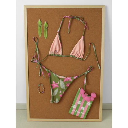Micro bikini 2025, costume da bagno push-up per donna, costume da bagno sexy, bikini brasiliano, costume da bagno bikini con stampa floreale, abbigliamento estivo da spiaggia.