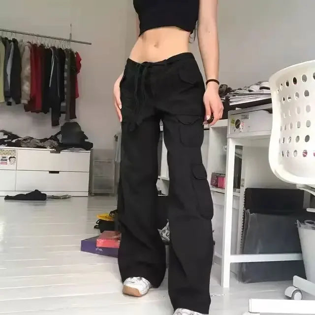 Pantaloni cargo da donna casual snellenti di alta qualità, multitasche, alla moda, a vita alta, direttamente dal produttore.