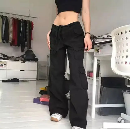 Pantaloni cargo da donna casual snellenti di alta qualità, multitasche, alla moda, a vita alta, direttamente dal produttore.