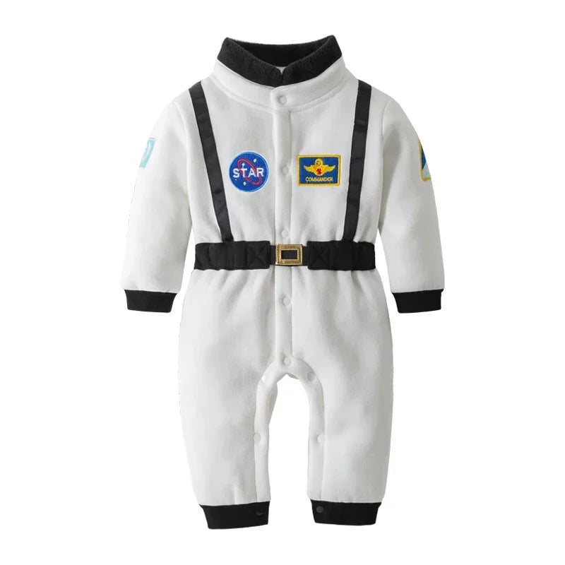 Nuovo costume da astronauta per neonati e bambini, tuta spaziale ricamata, tutina per feste, costume di Halloween, salopette invernale a maniche lunghe.