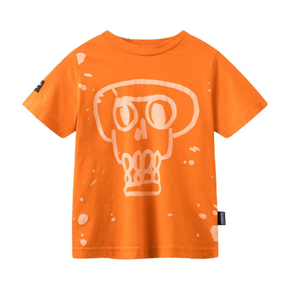 Completo estivo per bambini 2025, composto da maglietta a girocollo stampata e pantaloncini ricamati. Abbigliamento di tendenza per bambini.