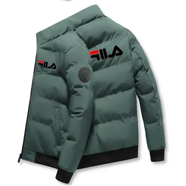 2025 Autumn Winter Men's Short Warm Coat Thick Windshield Casual Printed Zipper Jacket For Outdoor Activities And Street Style
