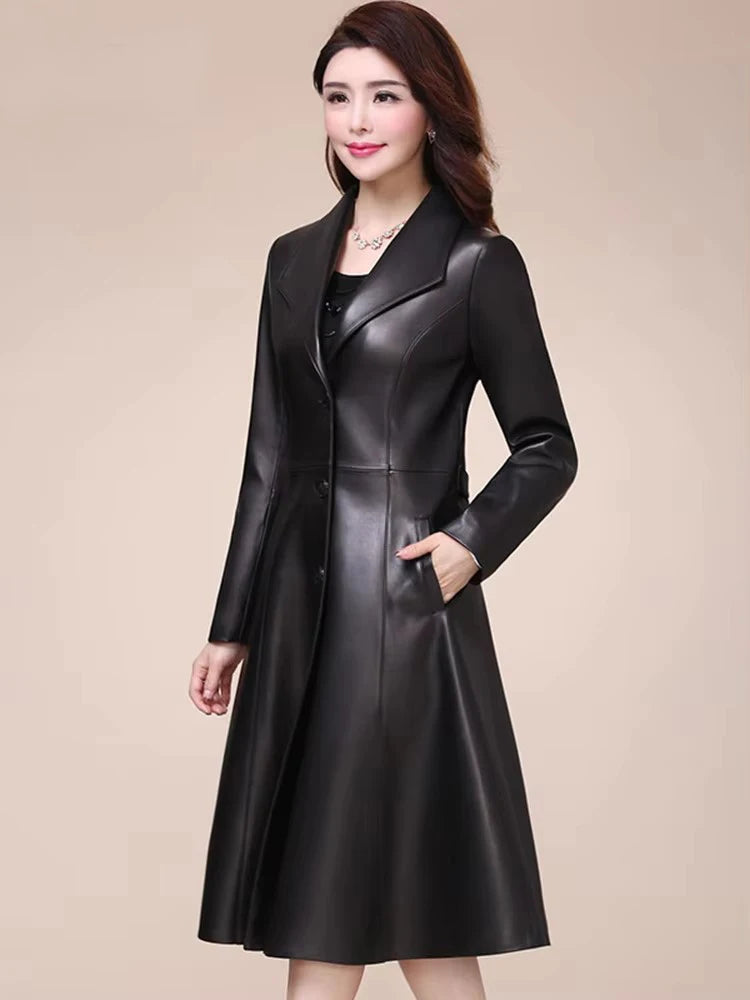 Mauroicardi Spring Autumn Fitted Soft Black Pu Leather Blazer Jacket Women Single Breasted Elegant Luxury Designer Clothes 2025