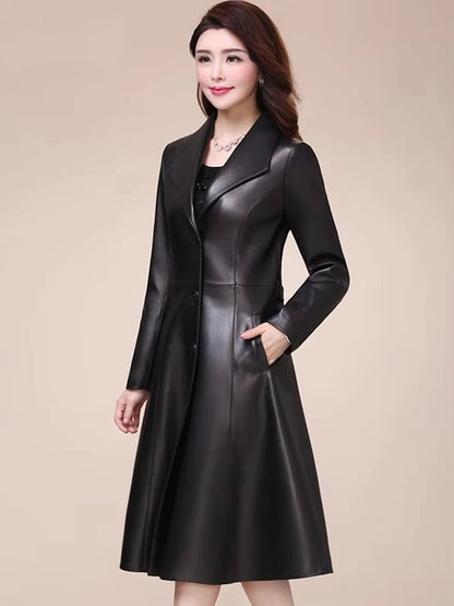 Mauroicardi Spring Autumn Fitted Soft Black Pu Leather Blazer Jacket Women Single Breasted Elegant Luxury Designer Clothes 2025