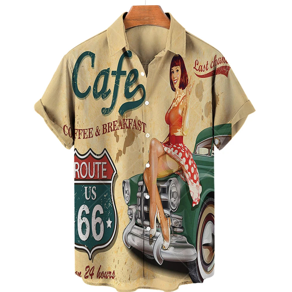Maglietta da uomo Route 66 Biker 3D per ragazze motocicliste Maglietta Route 66 per uomo Maglietta oversize a maniche corte americana da uomo Maglietta da viaggio