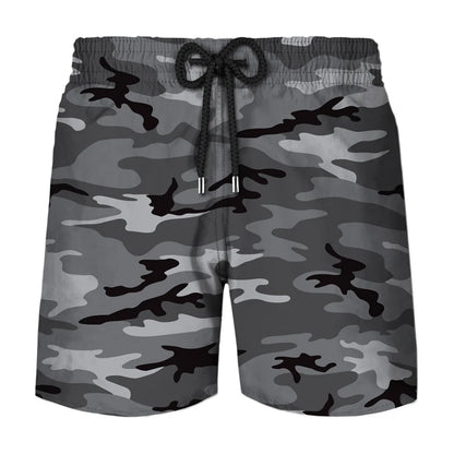 Pantaloncini sportivi da uomo con stampa 3D mimetica per cosplay, ideali per attività all'aperto, corsa, spiaggia, traspiranti, con elastico in vita.