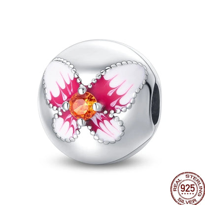 Squisito elemento a stella cava rotonda in argento sterling 925 a forma di fiore, adatto per braccialetti originali fai da te da 3 mm in argento 925