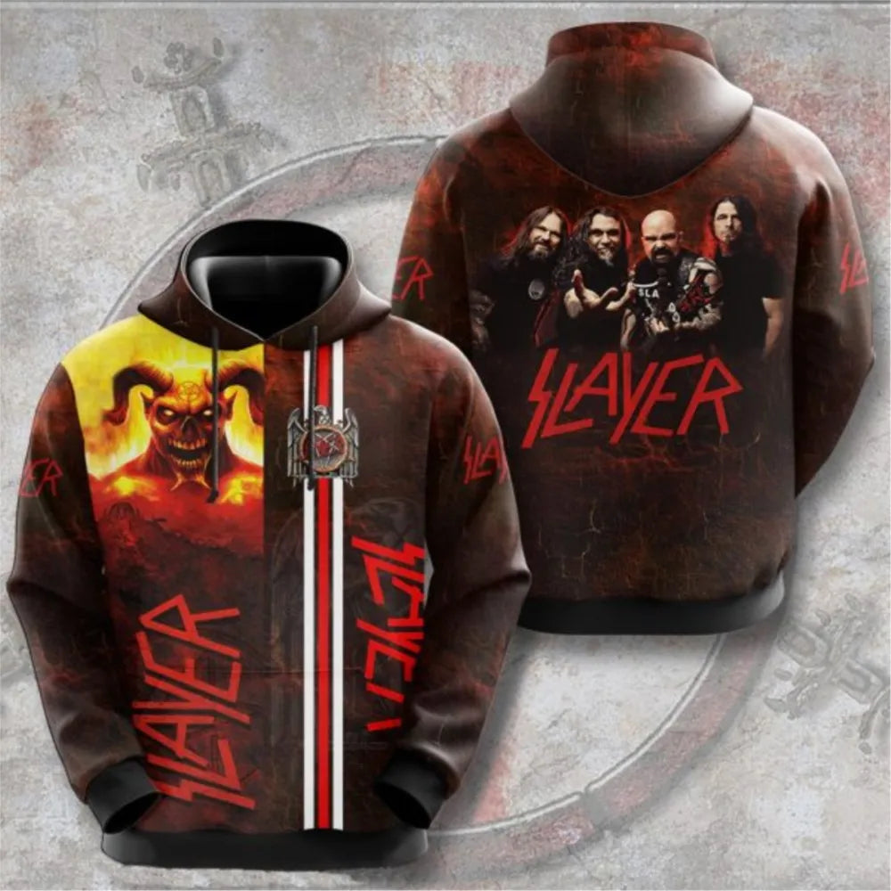 Felpe da uomo alla moda, felpe rock band Slayer, felpe con stampa 3D, uomo e donna, felpa hip hop, pullover oversize streetwear, felpa Y2k