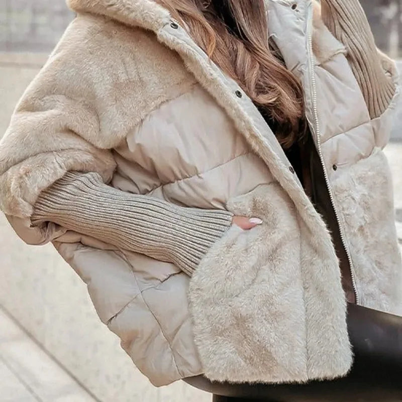 2025ew Winter Women's Loose Cotton Coat Loose Leisure   Coat Comfort Chic Long Sleeve Women's Hooded Jacket
