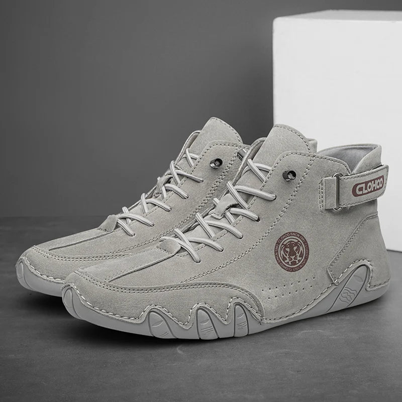 CLOHOO Scarpe da ginnastica da uomo in pelle PU con lacci, nere, casual, da passeggio, leggere, comode e traspiranti, marroni, da uomo