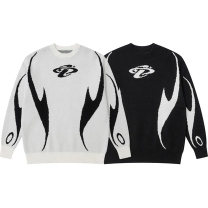 Nuovi maglioni autunno e inverno per uomo/donna nel commercio estero, lavorati a maglia con motivo Y2K Harajuku pullover, unisex ampio rotondo