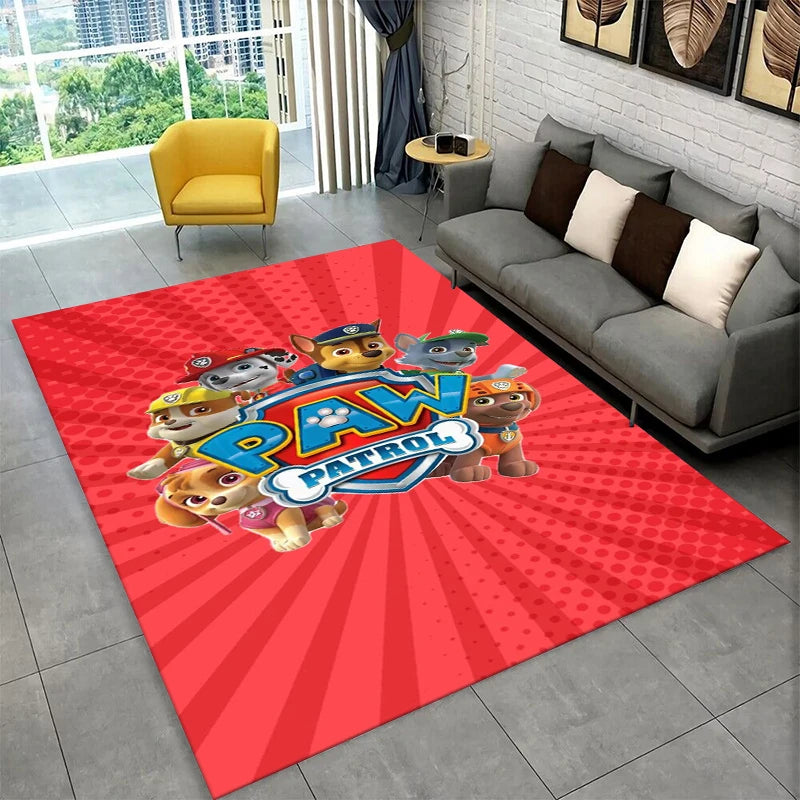 Tappeto con simpatico cane P-Patrol in stile cartone animato per sala giochi, camera da letto, soggiorno, divano, decorazione per la casa, tappeto antiscivolo per area giochi bambini.