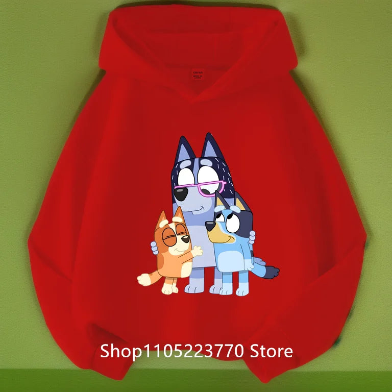 Felpa con cappuccio Bluey per bambini dai 4 ai 14 anni, autunno/inverno, calda e accogliente, con stampa di cartoni animati e anime, ideale per maschietti e femminucce.