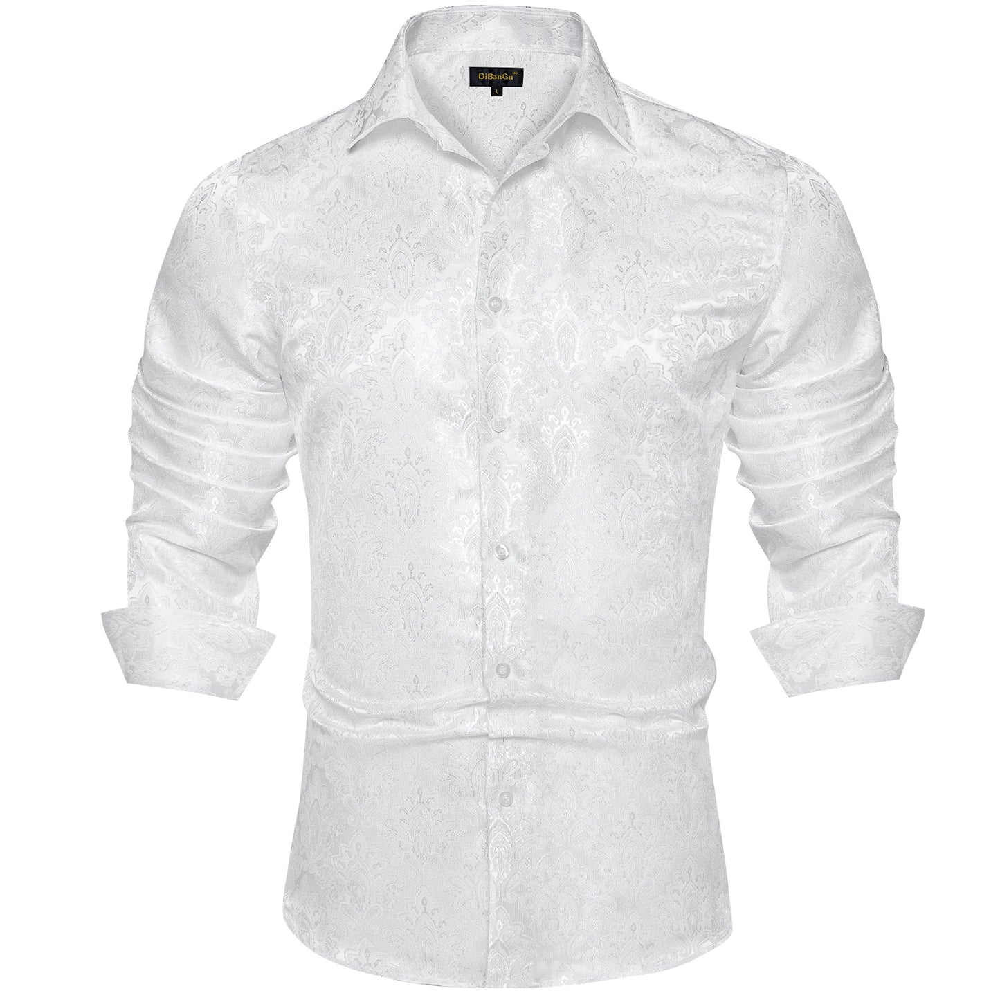 Camicie da uomo a maniche lunghe in seta e poliestere, camicie eleganti di lusso, camicie da smoking con colletto rovesciato e motivo paisley, abbigliamento da uomo