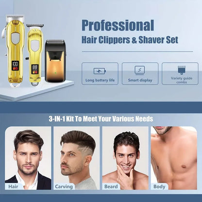 3 in 1 Hair Clippers for Men Beard Trimmer Kits Sets Electric Shavers Hair Clippers Trimmer T-Blade for Barber Home for Gifts