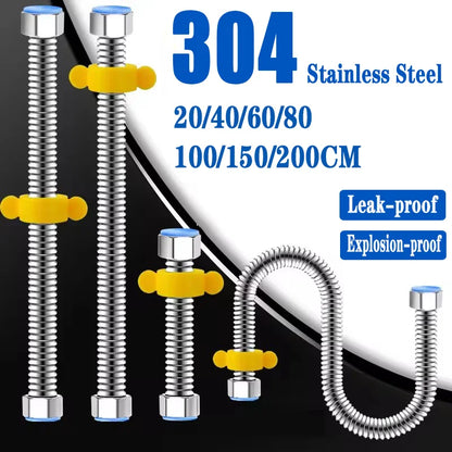 20 to 200CM 304 Stainless Steel Basin&Toilet G1/2 Inch Plumbing Hose,Bathroom Heater Connect High Pressure Explosion-proof Pipes