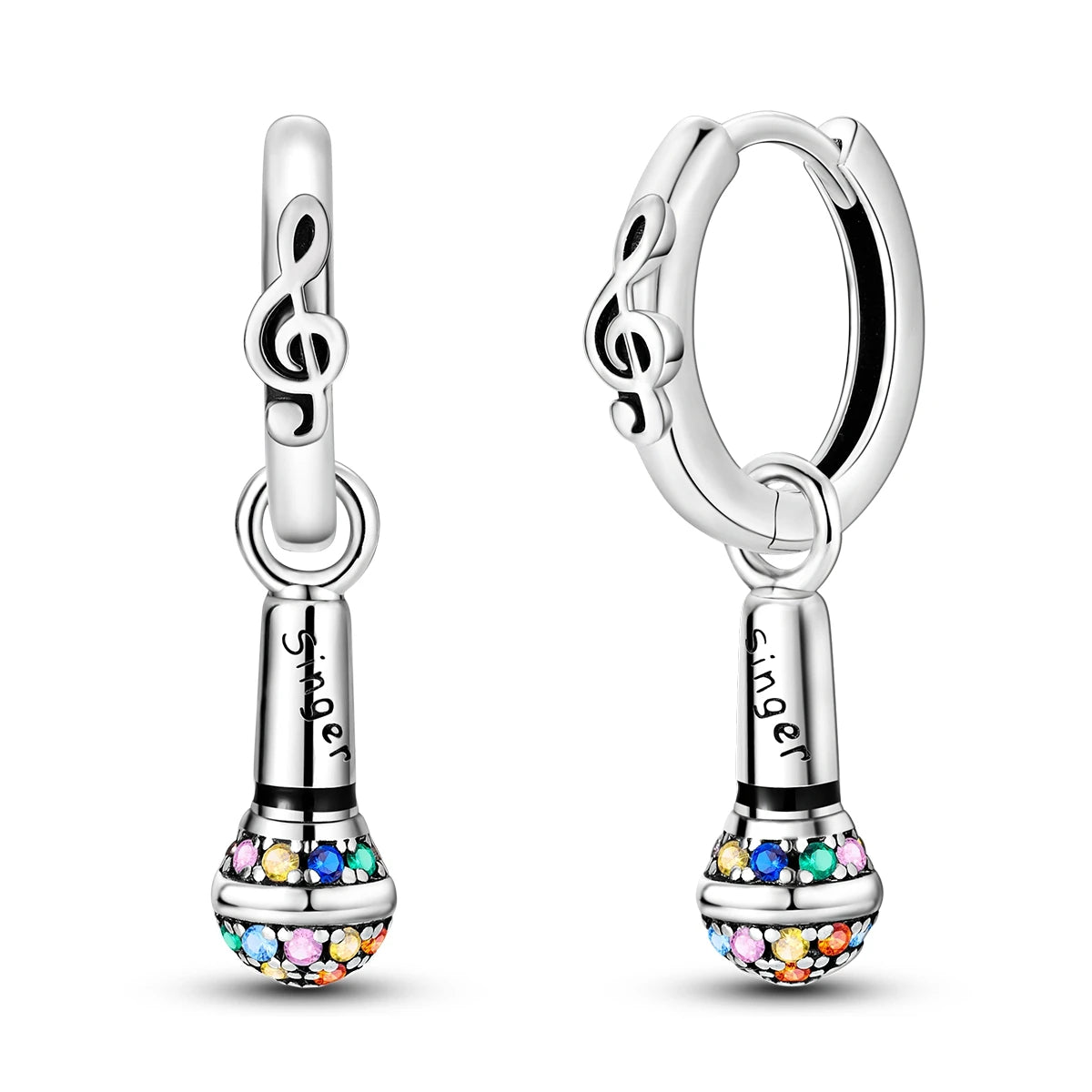 Orecchini a cerchio originali in argento 925 con stella, luna, trifoglio e farfalla con zirconi, perfetti per la creazione di gioielli e come regali di nozze per donne e ragazze.